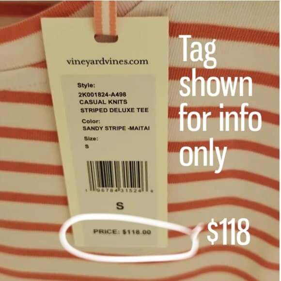 Vineyard Vines Striped Top OVERSIZED NEW - Picture 6 of 16